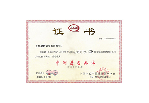 中国著名品牌证书